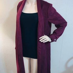 Womens Maroon long blazer coat jacket